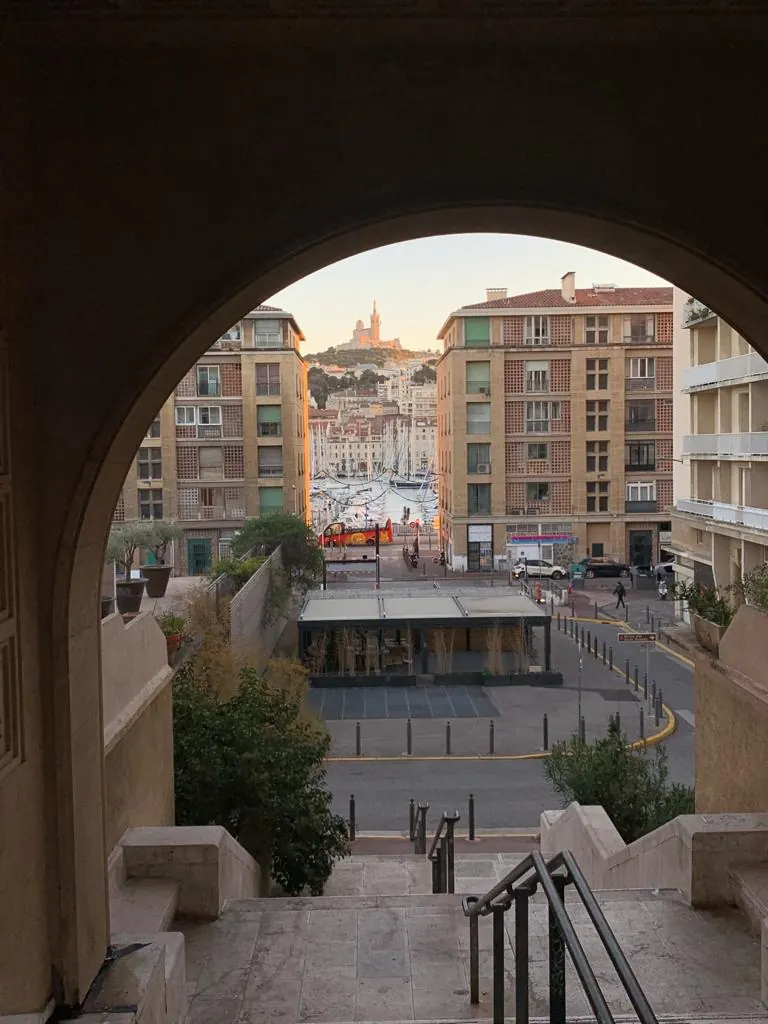 The excavated Greek harbour and the old town of Le Panier, where the first settlers lived